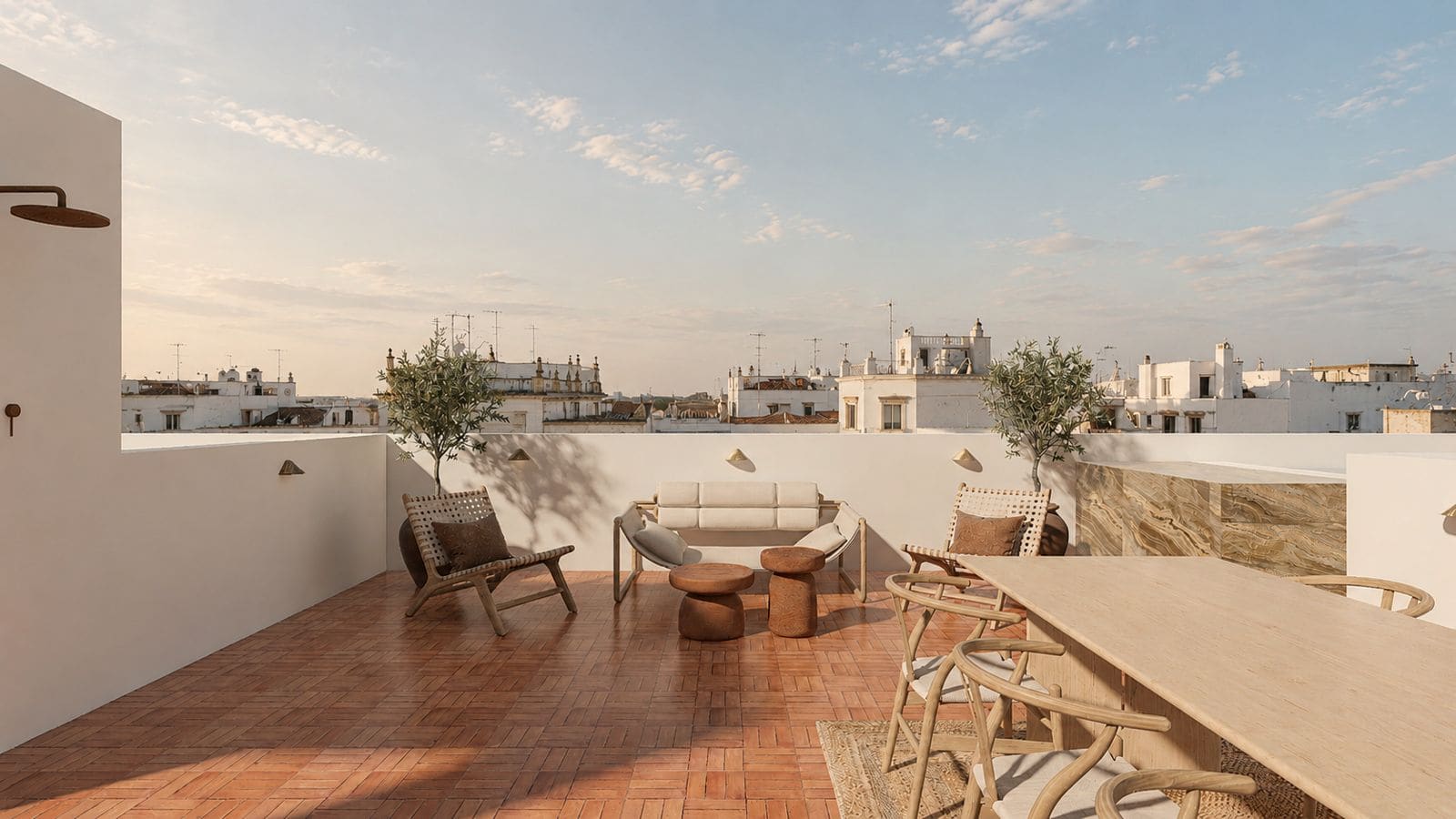Private terrace facing the historic centre
